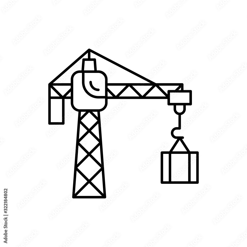 Poster crane icon. simple line, outline vector elements of construction tool icons for ui and ux, website o