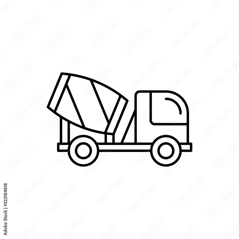 Poster concrete mixer icon. simple line, outline vector elements of construction tool icons for ui and ux, 