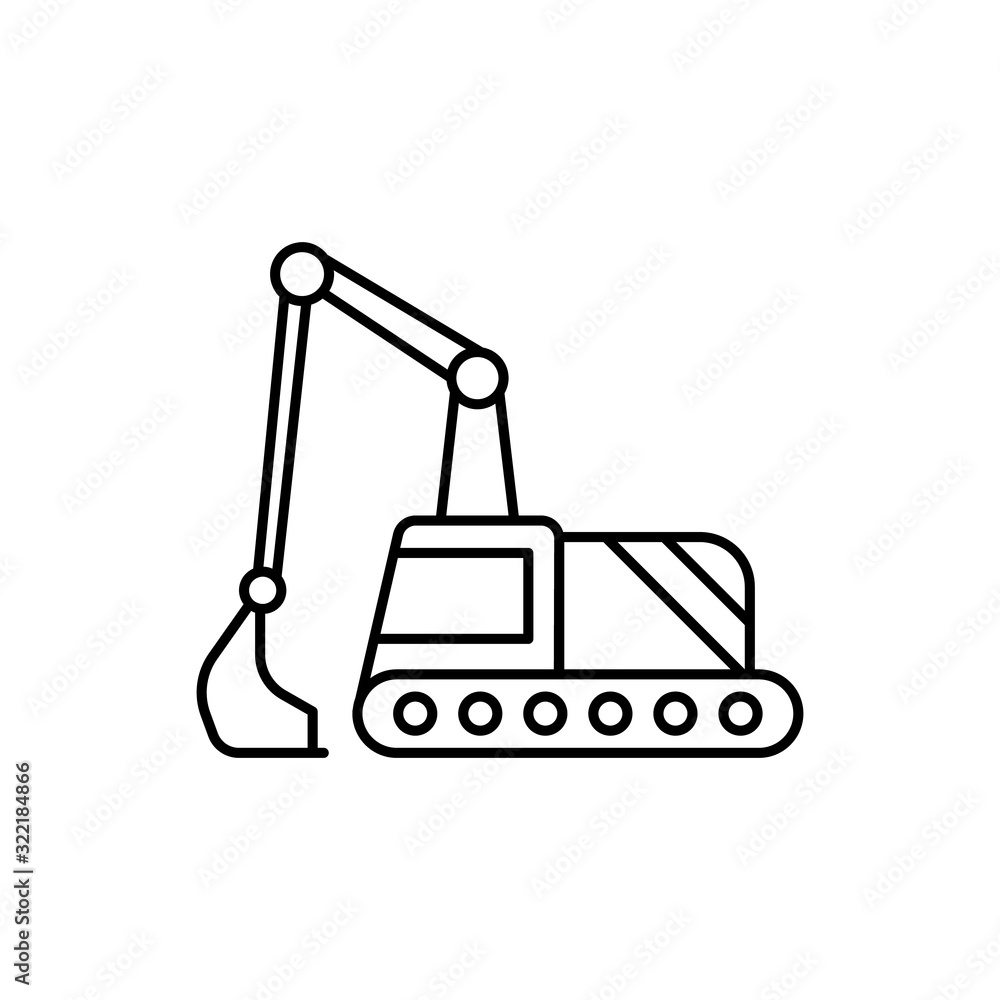 Poster excavator icon. simple line, outline vector elements of construction tool icons for ui and ux, websi