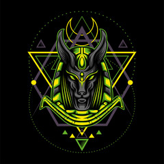 Green Anubis with Geometry Ornament