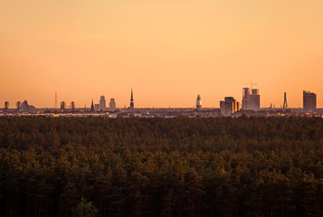 Beautiful aerial panorama view of Riga city skyline, Latvia