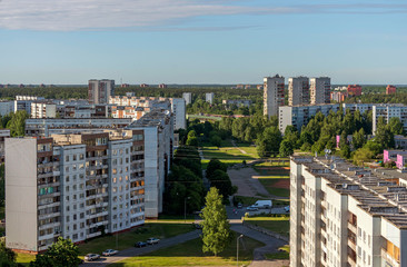 Beautiful aerial panorama view of Riga city skyline, Latvia