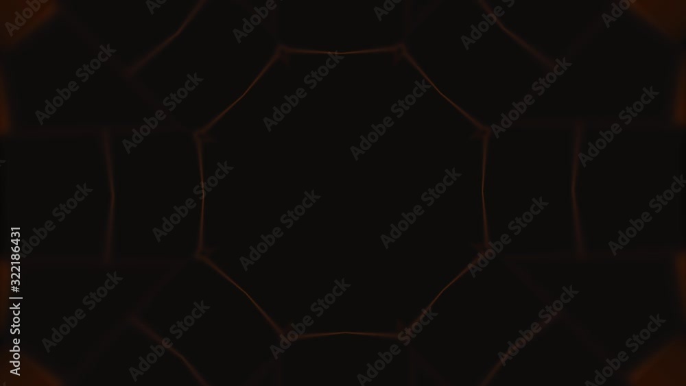 Poster aura energy visualization. polygonal pattern in brown and black with focus on center in zoom in and 