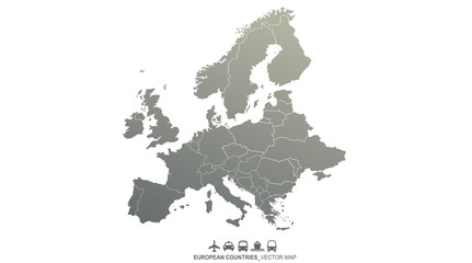 countries design vector of europe map. world map. eu map infographic background.