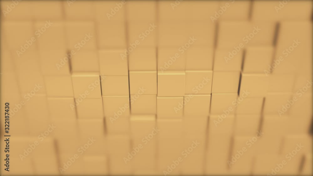 Poster abstract square geometric surface of minimal creamy cubic grid pattern, in motion.