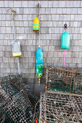 Fishing and lobster equipment in Biddeford Pool Harbor - Biddeford Pool, Maine.