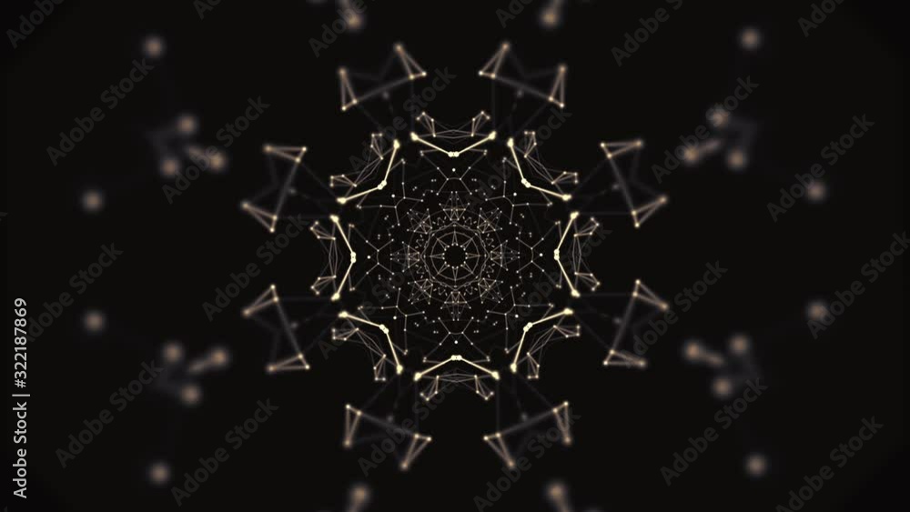 Aufkleber aura energy visualization. kaleidoscopic polygonal pattern with focus on center in zoom in and out.