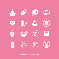 HEALTHCARE AND FITNESS ICON SET