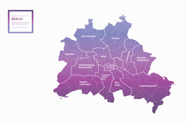 graphic vector map of berlin, germany. berlin map. germany map.  - obrazy, fototapety, plakaty