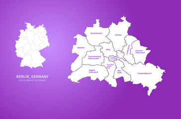 graphic vector map of berlin, germany. berlin map. germany map. 