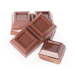 Chocolate bars stack isolated on white background.