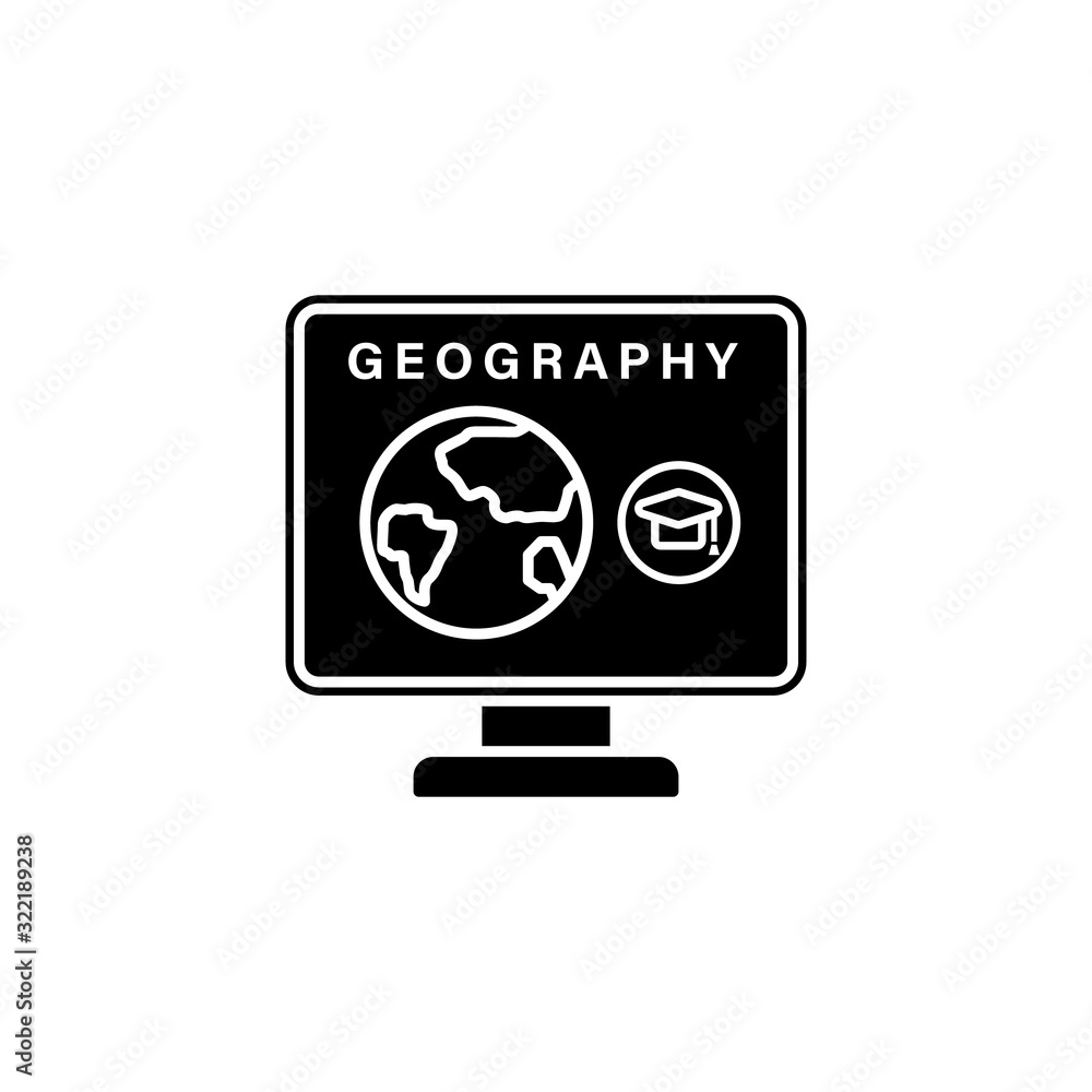 Poster computer pc geography icon. simple online study icons for ui and ux website or mobile application