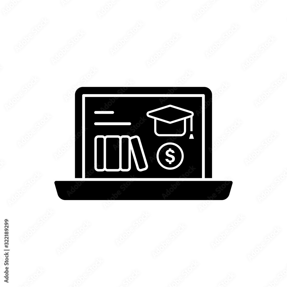 Poster laptop books dollar icon. simple online study icons for ui and ux website or mobile application