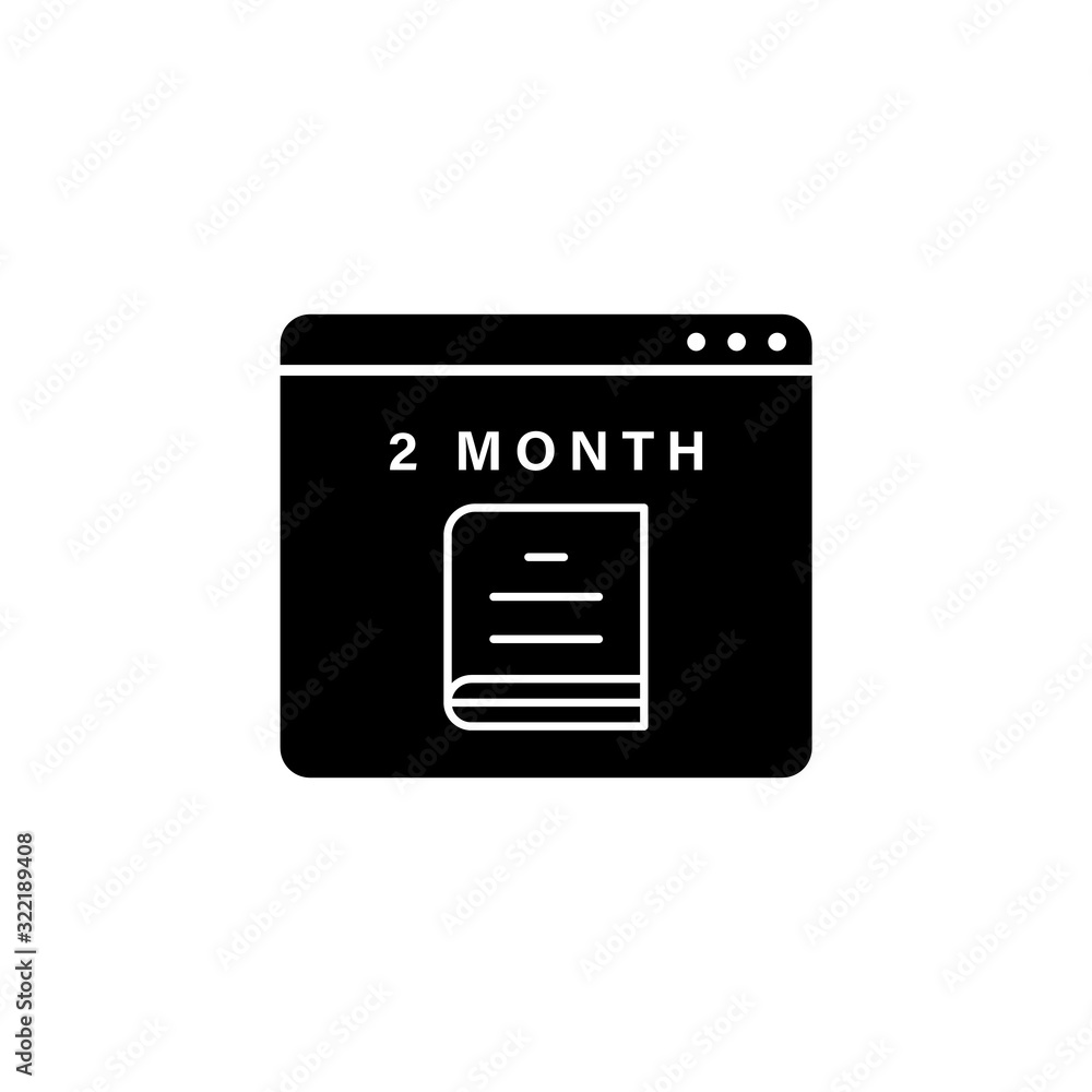 Poster website 2 month program icon. simple online study icons for ui and ux website or mobile application