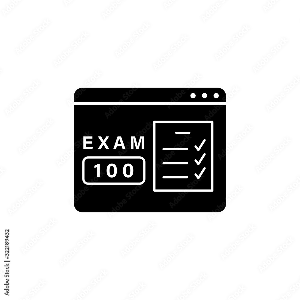 Poster website exam 100 score icon. simple online study icons for ui and ux website or mobile application