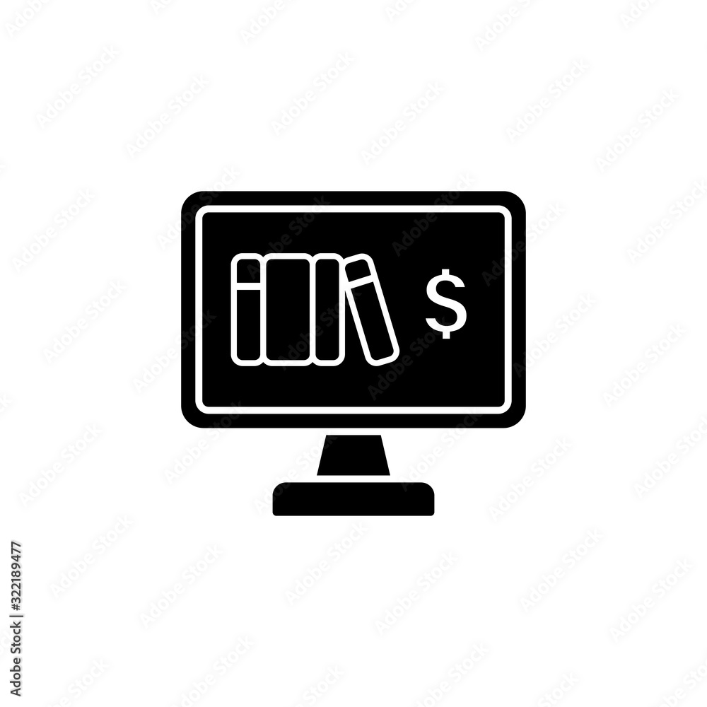 Poster computer pc books dollar icon. simple online study icons for ui and ux website or mobile application
