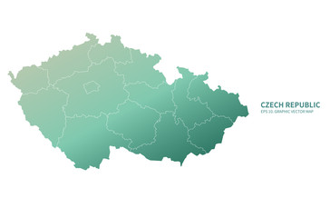 graphic vector map of czech republic. czech map in europe country.