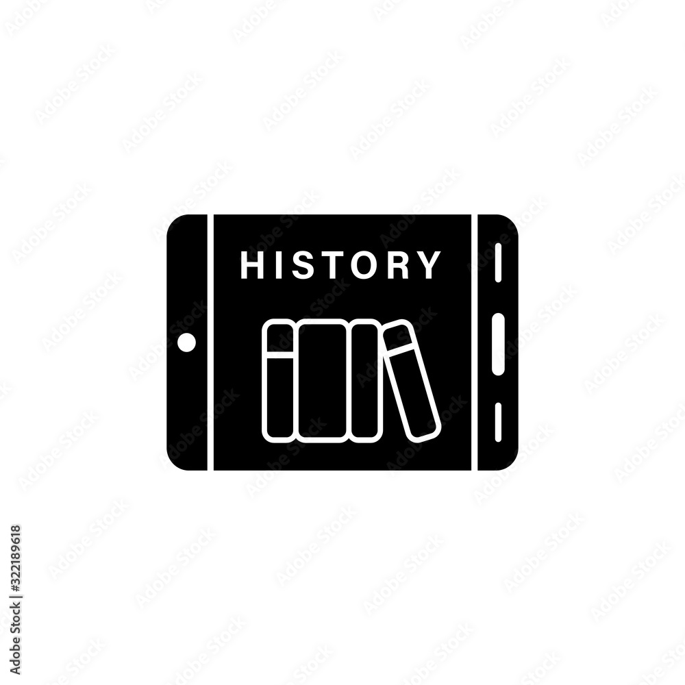 Aufkleber tablet books history icon. simple online study icons for ui and ux website or mobile application