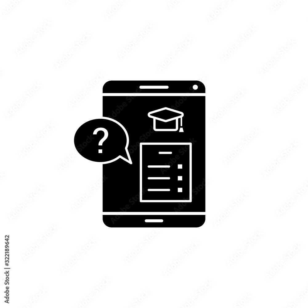 Poster smartphone test question mark icon. simple online study icons for ui and ux website or mobile applic