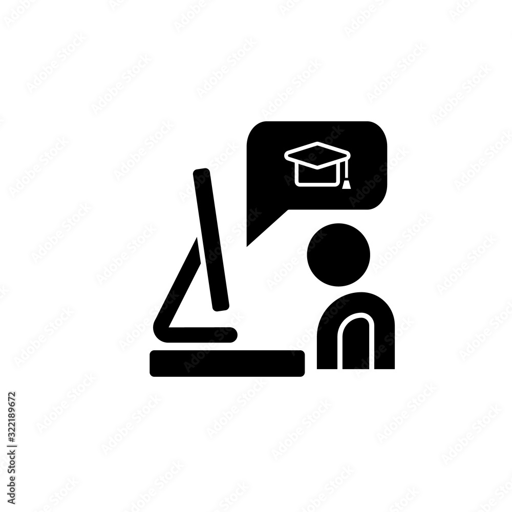 Poster computer pc student graduation icon. simple online study icons for ui and ux website or mobile appli