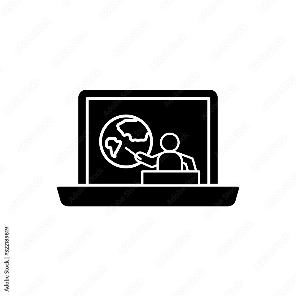 Poster laptop geography teacher icon. simple online study icons for ui and ux website or mobile application