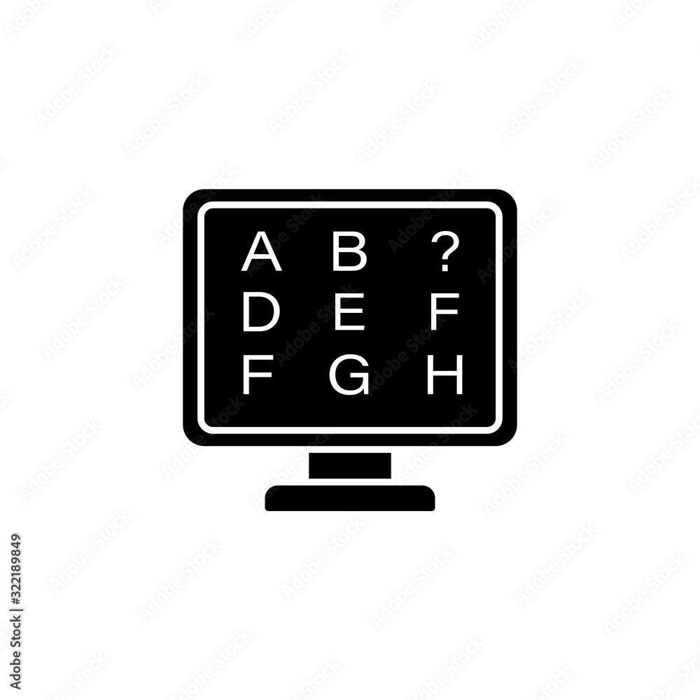 Poster computer pc letters iq test icon. simple online study icons for ui and ux website or mobile applicat