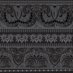 Seamless pattern, background with traditional paisley. Floral vector illustration in damask style. Vector illustration in black colors..