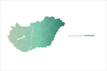 graphic vector map of hungary. eu country map. hungary map.
