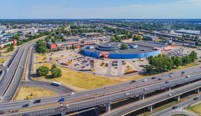 Beautiful aerial panorama view of Riga city skyline, Latvia