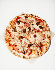 Hot true ITALIAN PIZZA isolation on white background. 
