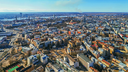Obraz premium Beautiful aerial panorama view of Riga city skyline, Latvia