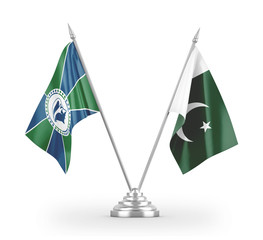Pakistan and Martinique table flags isolated on white 3D rendering
