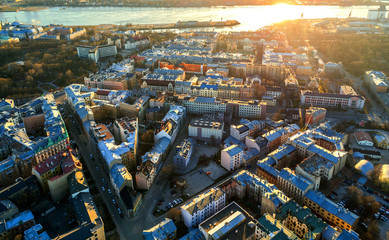 Obraz premium Beautiful aerial panorama view of Riga city skyline, Latvia