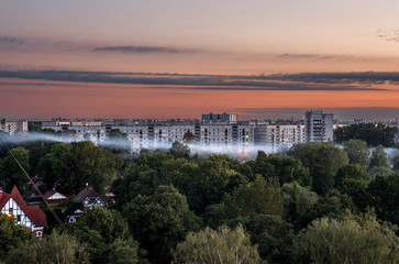 Obraz premium Beautiful aerial panorama view of Riga city skyline, Latvia