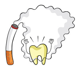Cigarettes, smoke and yellowed teeth vector illustration.
