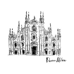 Sketch of the Duomo Cathedral in Milan.
