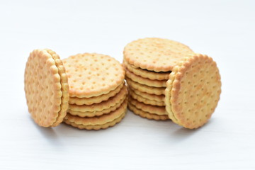  Chocolate cookies displayed on light background