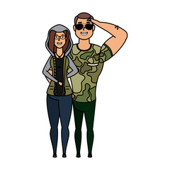 young military couple avatars characters