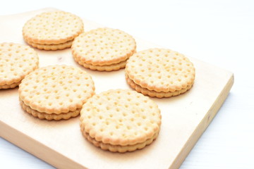  Chocolate cookies displayed on light background