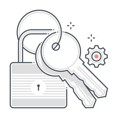 Lock related color line vector icon, illustration