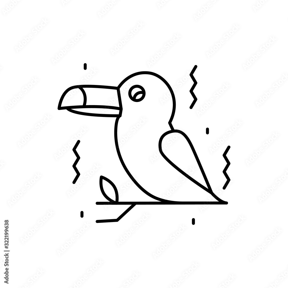 Poster toucan, bird icon. simple line, outline vector elements of festival icons for ui and ux, website or 