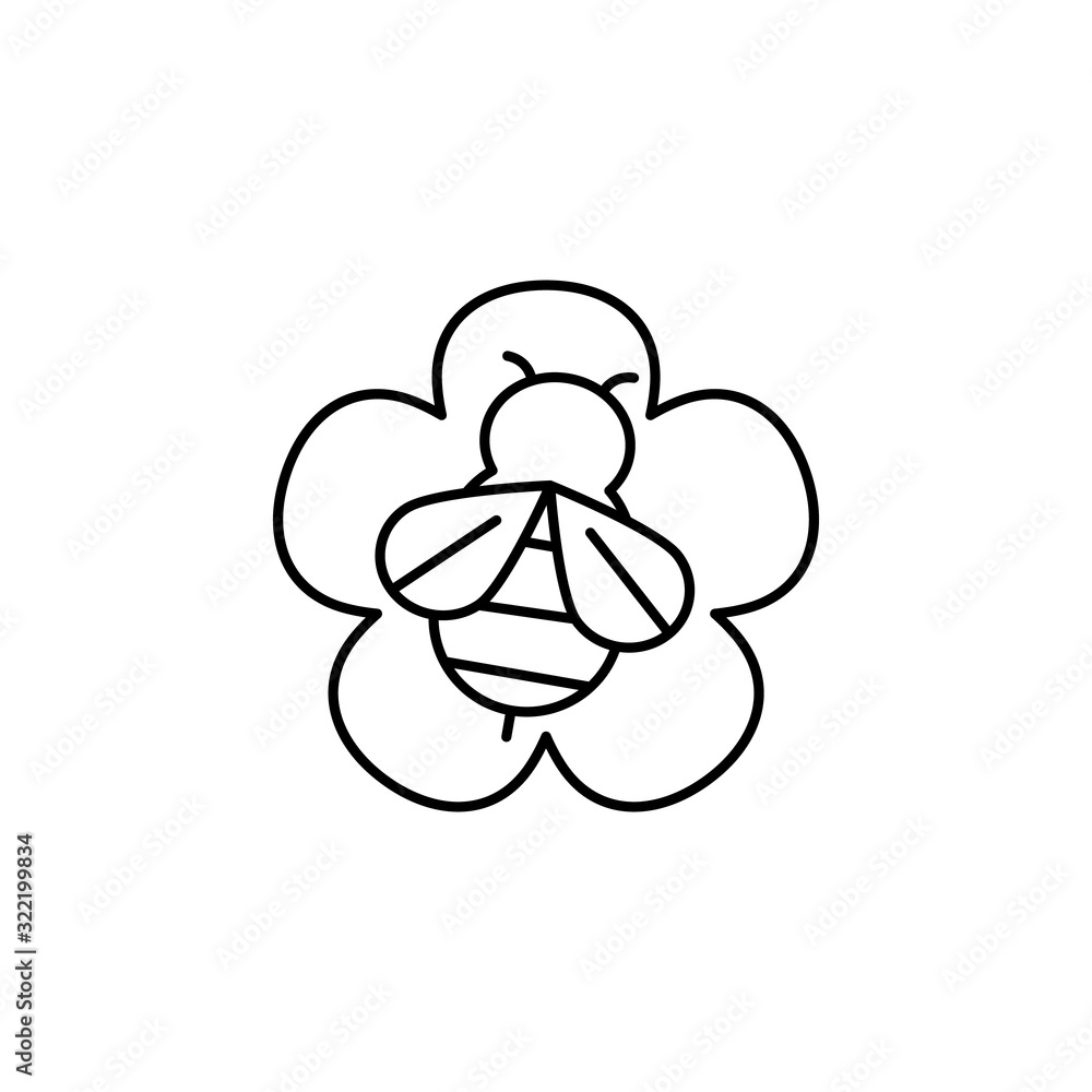 Poster flower bee icon. simple line, outline vector elements of spring icons for ui and ux, website or mobi