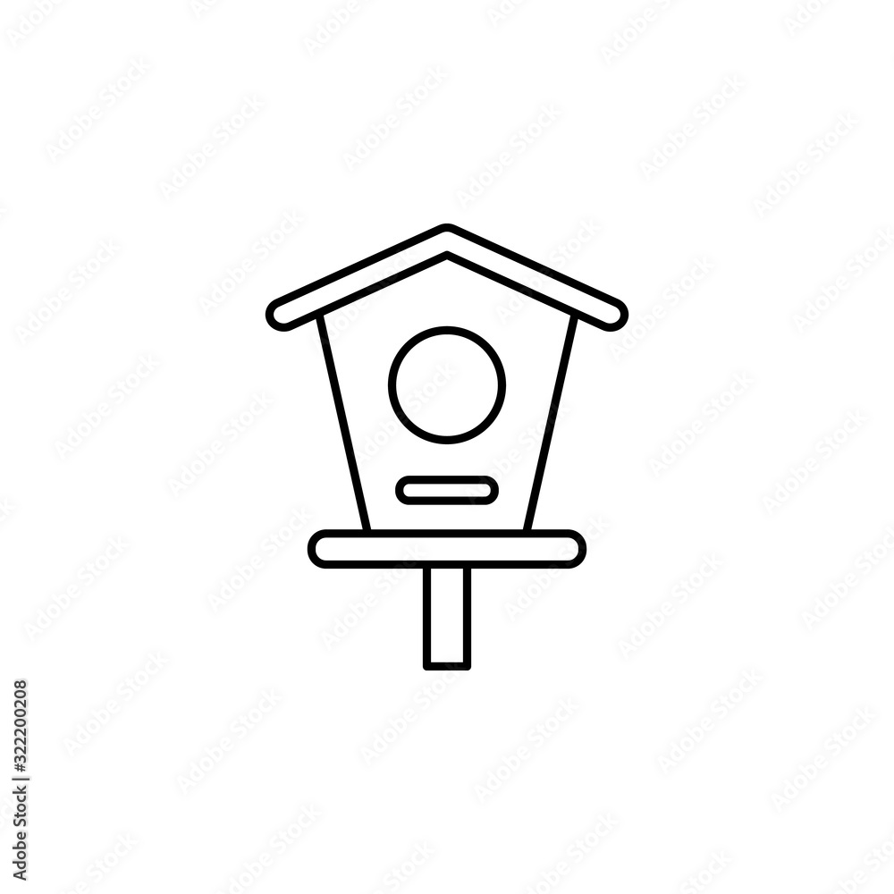 Poster nesting box bird icon. simple line, outline vector elements of spring icons for ui and ux, website o