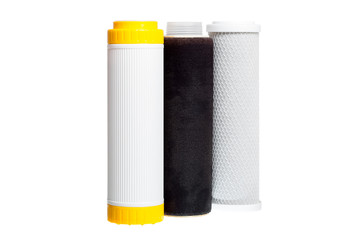 set of replaceable cartridges for a water purification filter with an active aragon and an...