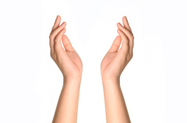 Female hand isolated on white background