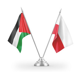 Poland and Palestine table flags isolated on white 3D rendering