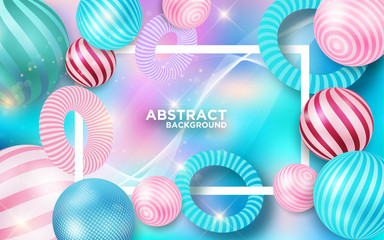 Abstract background with dynamic 3d color candy