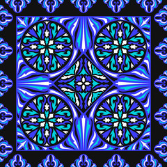contemporary baroque pattern on blue