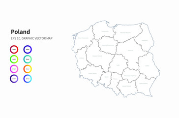 graphic vector map of poland. poland map. eu country map.