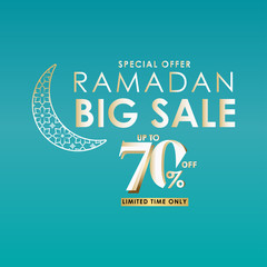 Ramadan Big Sale Special Offer up to 70% off Limited Time Only Vector Template Design Illustration